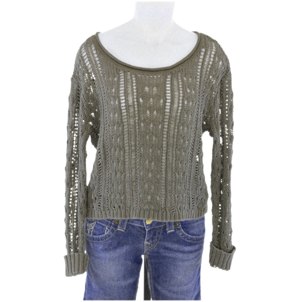 Express Taupe Oversized Holey Sweater (S)